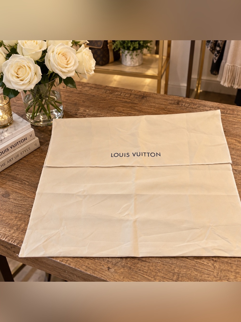 Louis Vuitton Beige Dust Bag with Logo